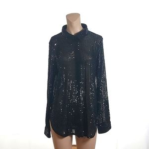 Calvin Klein Black Sequin Blouse